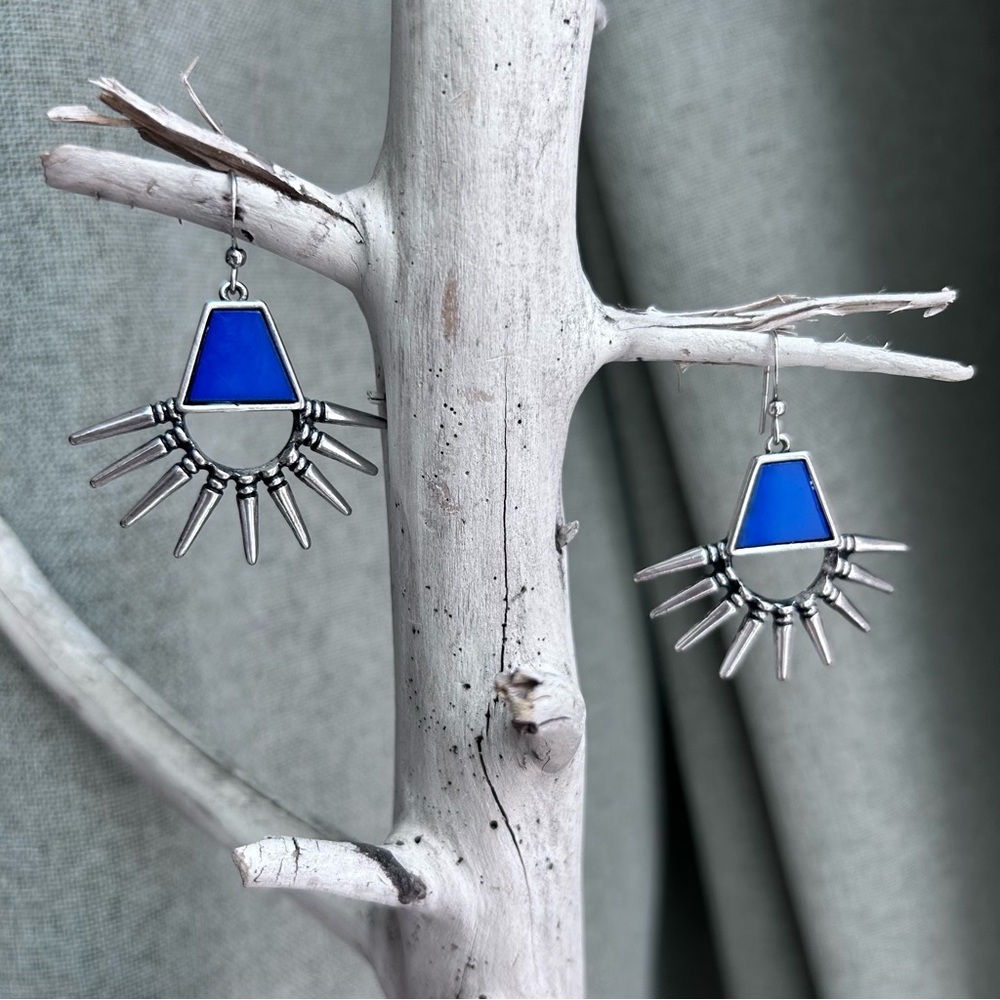 Southwestern Lapis silver Dangle Earrings Vintage Beautiful Western